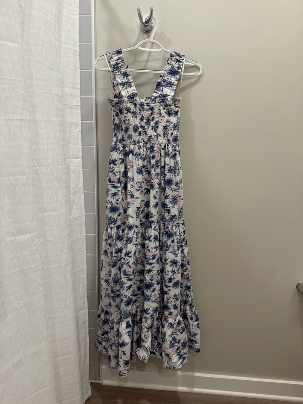 Abercrombie & Fitch Floral Smocked Sundress - Blue & White